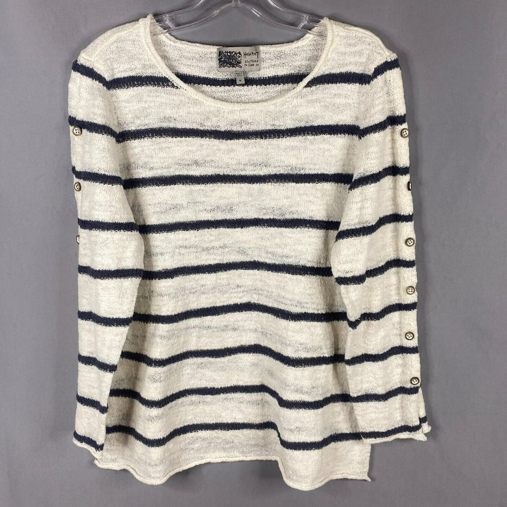 Habitat Clothes to Live In Sweater Womens M White Navy Stripe Lightweight Top